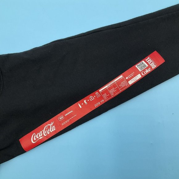 Diesel x Coca Cola Men’s Pullover Black Cotton Blend Ribbed Jumper Sweater Small - Picture 6 of 13
